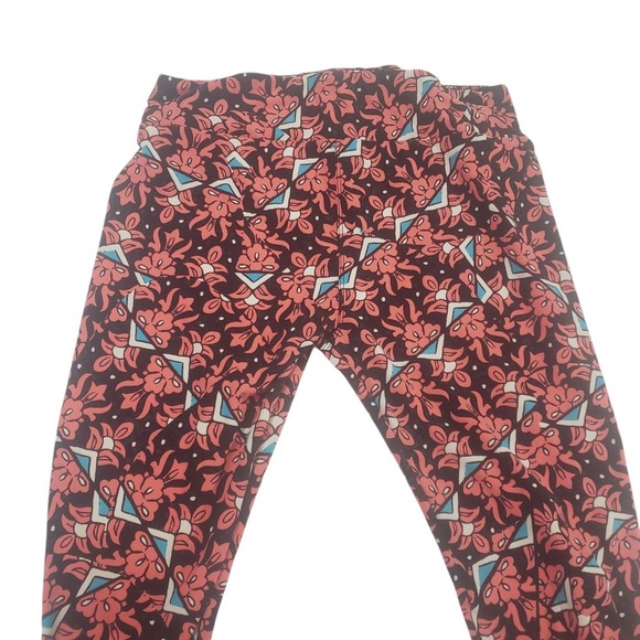 Lularoe‎ Tall & Curvy Leggings Womens Pink Black High Waist Floral Athleisure - Picture 2 of 9